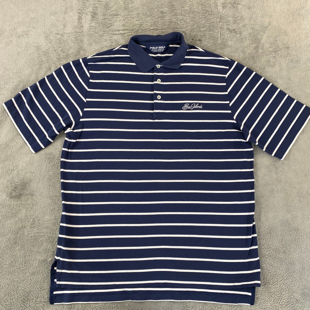 Polo Golf Ralph Lauren Polo Men M Navy Sea Island Striped Pima Cotton Club Shirt